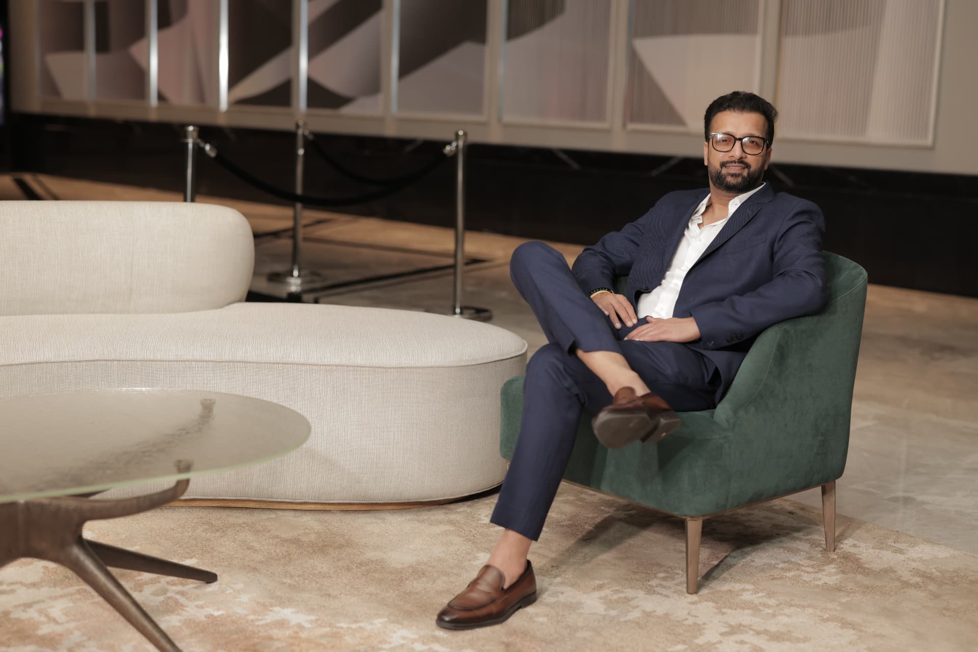 Sahil Jindal, third generation industrialist and Managing Director of DS Jindal Group, seated in a lounge in Gurugram
